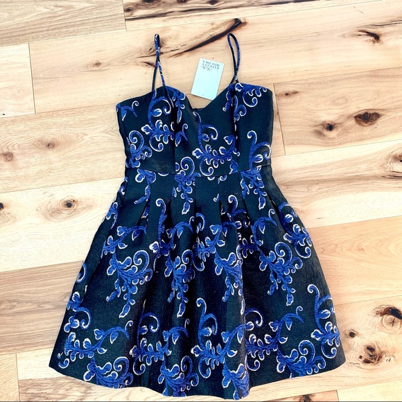 Belle Badgley Mischka Floral Metallic Brocade Vienna Dress sz 2 NWT - Picture 7 of 15